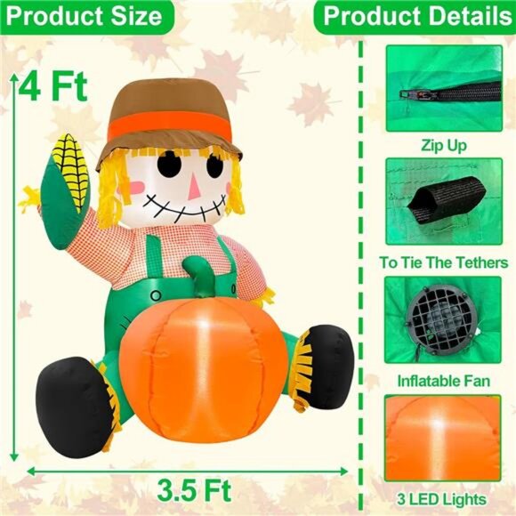 Amazon.com: BRDJade 8FT Fall Inflatables Scarecrow  4FT Fall Inflatables Scarecrow Outdoor Decorations, Blow Up Fall